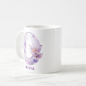 Gepersonaliseerde Lila fee Monogram O Koffiemok (Voorkant links)