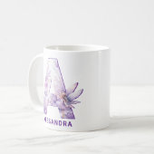 Gepersonaliseerde Lila feeënmonogram A Koffiemok (Voorkant links)