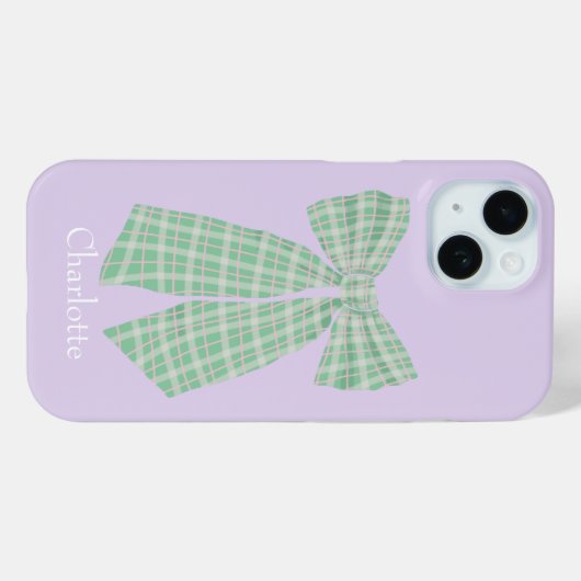 Gepersonaliseerde Lila Gingham Romantische Coquett Case-Mate iPhone Case (Achterkant (horizontaal))