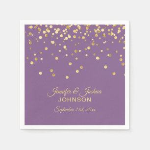Gepersonaliseerde Lila Paarse gouden Confetti brui Servet