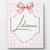 Gepersonaliseerde Liliana Baby Girl Nursery Bow &  Fotoplaat (Voorkant)