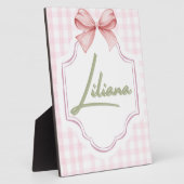 Gepersonaliseerde Liliana Baby Girl Nursery Bow & Fotoplaat (Zijkant)
