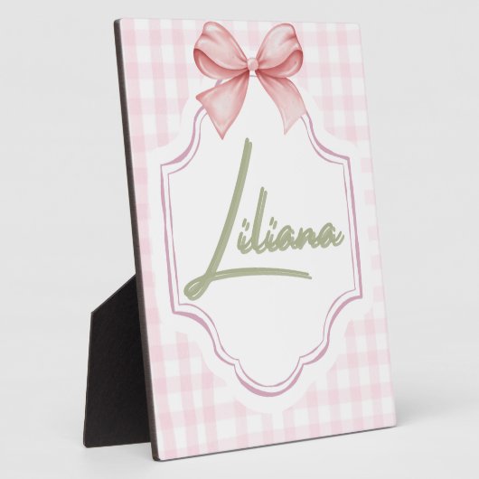 Gepersonaliseerde Liliana Baby Girl Nursery Bow &  Fotoplaat (Zijkant)