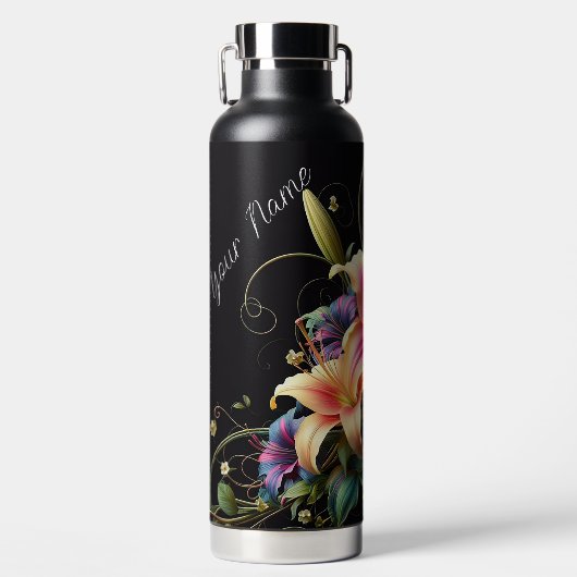 Gepersonaliseerde Lily Flower Waterfles (Voorkant)
