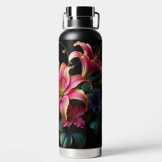 Gepersonaliseerde Lily Flower Waterfles (Achterkant)