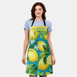 Gepersonaliseerde limonade bloemen all-over print schort