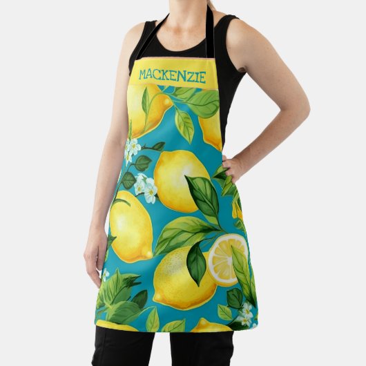 Gepersonaliseerde limonade bloemen all-over print  schort (Insitu)