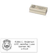 Gepersonaliseerde Line Art Lion Head Retouradres Rubberstempel (Gestempeld)