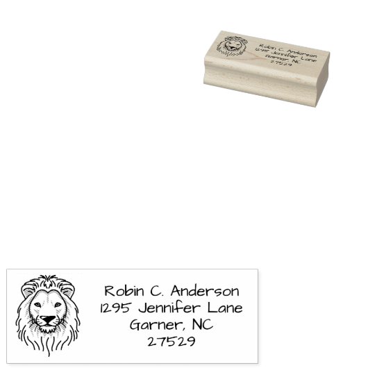 Gepersonaliseerde Line Art Lion Head Retouradres Rubberstempel (Gestempeld)