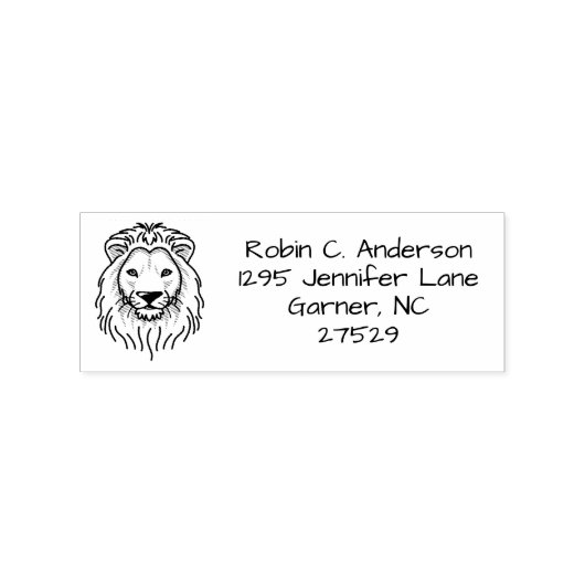 Gepersonaliseerde Line Art Lion Head Retouradres Rubberstempel (Afrduk)