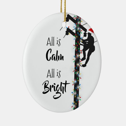 Gepersonaliseerde Lineman/Linemen Kerstversiering Keramisch Ornament (Rechts)