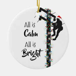 Gepersonaliseerde Lineman/Linemen Kerstversiering Keramisch Ornament