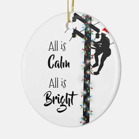 Gepersonaliseerde Lineman/Linemen Kerstversiering Keramisch Ornament (Links)