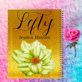 Gepersonaliseerde Linkerhand Goud Bloemen Naam Gif Notitieboek