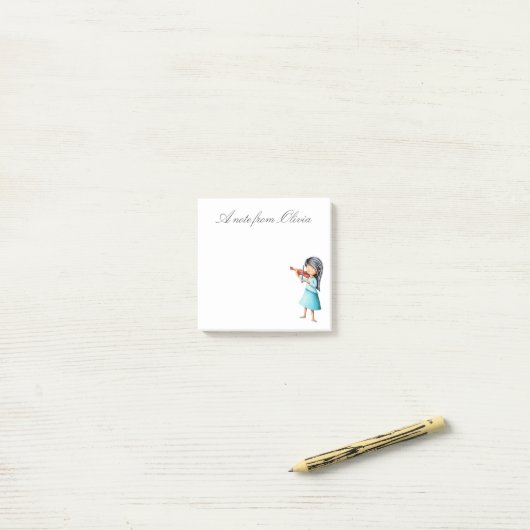 Gepersonaliseerde linkshandige violist performer post-it® notes (Op bureau)