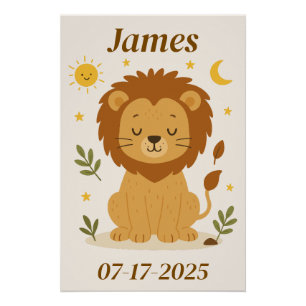 Gepersonaliseerde Lion Poster voor kinderen