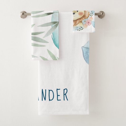 Gepersonaliseerde Lion waterverf Bad Handdoek (Insitu)