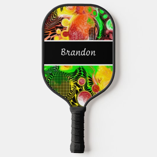 Gepersonaliseerde lippengroene zwarte Abstracte vl Pickleball Paddle (Achterkant)