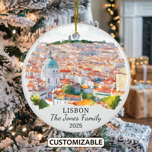 Gepersonaliseerde Lissabon Ornament, Portugal Gift Keramisch Ornament