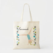 Gepersonaliseerde Little Blonde Gymnast in Aqua Tote Bag (Voorkant)