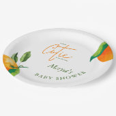 Gepersonaliseerde Little Cutie Citrus Baby shower Papieren Bordje (Gekanteld)