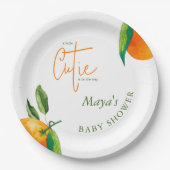 Gepersonaliseerde Little Cutie Citrus Baby shower Papieren Bordje (Voorkant)
