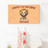 Gepersonaliseerde Little Lion Cub Verjaardag Spandoek (Insitu)