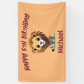 Gepersonaliseerde Little Lion Cub Verjaardag Spandoek (Verticaal)