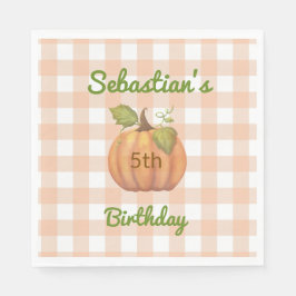 Gepersonaliseerde Little Pumpkin Oranje Gingham Servet