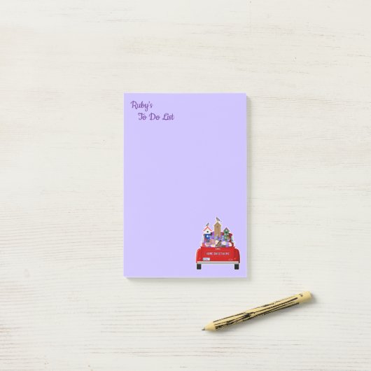 Gepersonaliseerde Little Red Truck Spring Post-it® Notes (Op bureau)
