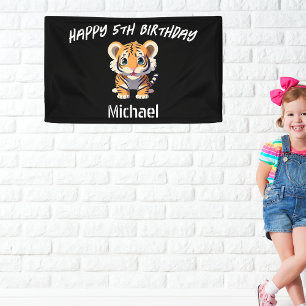 Gepersonaliseerde Little Tiger Cub Verjaardag Spandoek