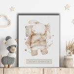 Gepersonaliseerde Little Woodland Konijnenkwekerij Imitatie Canvas Print<br><div class="desc">Een schattig waterverf baby beschilderd slaapkonijntje,  voeg de naam van de baby eronder en de geboortedatum toe. Een perfect kraamcadeau voor jongen of meisje. Faux canvas print.</div>