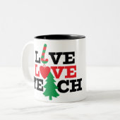 Gepersonaliseerde Live Love Teach Christmas Teache Tweekleurige Koffiemok (Voorkant links)