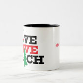 Gepersonaliseerde Live Love Teach Christmas Teache Tweekleurige Koffiemok (Center)