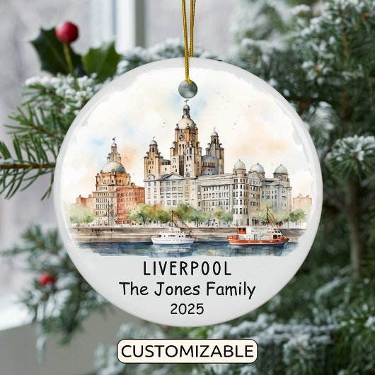 Gepersonaliseerde Liverpool Ornament, Engeland Keramisch Ornament