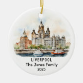 Gepersonaliseerde Liverpool Ornament, Engeland Keramisch Ornament (Voorkant)