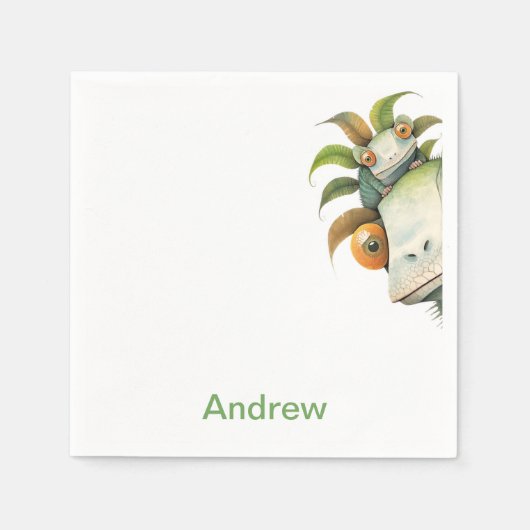Gepersonaliseerde Lizard verjaardagsfeestje Servet (Voorkant)