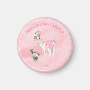 Gepersonaliseerde Llama Alpaca Meisjes Baby shower Magneet