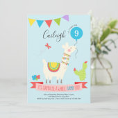 Gepersonaliseerde Llama Desert Thmed Birthday Part Kaart (Staand voorkant)