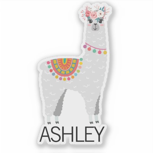 Gepersonaliseerde Llama naam laptop Sticker (Voorkant)