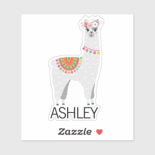 Gepersonaliseerde Llama naam laptop Sticker (Vel)
