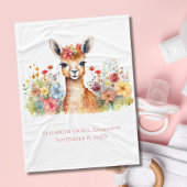 Gepersonaliseerde Llama Wildflower Waterverf Baby Fleece Deken