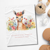 Gepersonaliseerde Llama Wildflower Waterverf Baby Fleece Deken