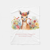 Gepersonaliseerde Llama Wildflower Waterverf Baby Fleece Deken (Voorkant)