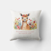 Gepersonaliseerde Llama Wildflower Waterverf Baby Kussen (Achterkant)