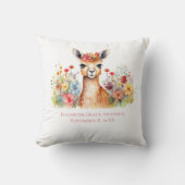 Gepersonaliseerde Llama Wildflower Waterverf Baby Kussen (Voorkant)