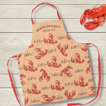 Gepersonaliseerde Lobster Bake Chef Seafood Patter Schort<br><div class="desc">Een leuk schort met een rood kreeftenpatroon - voeg twee lijnen aangepaste tekst toe om te personaliseren. Perfect voor iedereen die houdt van zeevruchten,  kreeften,  koken en meer. Geweldig voor een zomerkreeft bake party.</div>