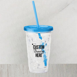 Gepersonaliseerde Logo Blue Acryl Tumbler met stro Acryl Drinkbeker