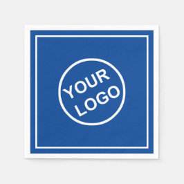 Gepersonaliseerde logo Elegant Blauw Witboek Servet