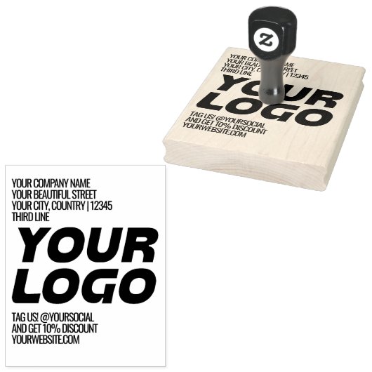 Gepersonaliseerde Logo en grote tekst Rubberstempel (Gestempeld)